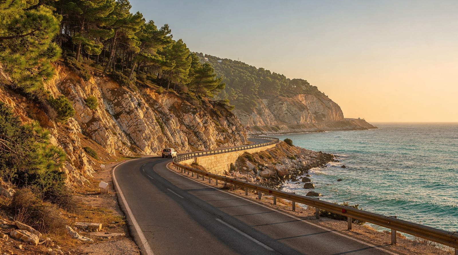 A estrada costeira de Tunes a Bizerte